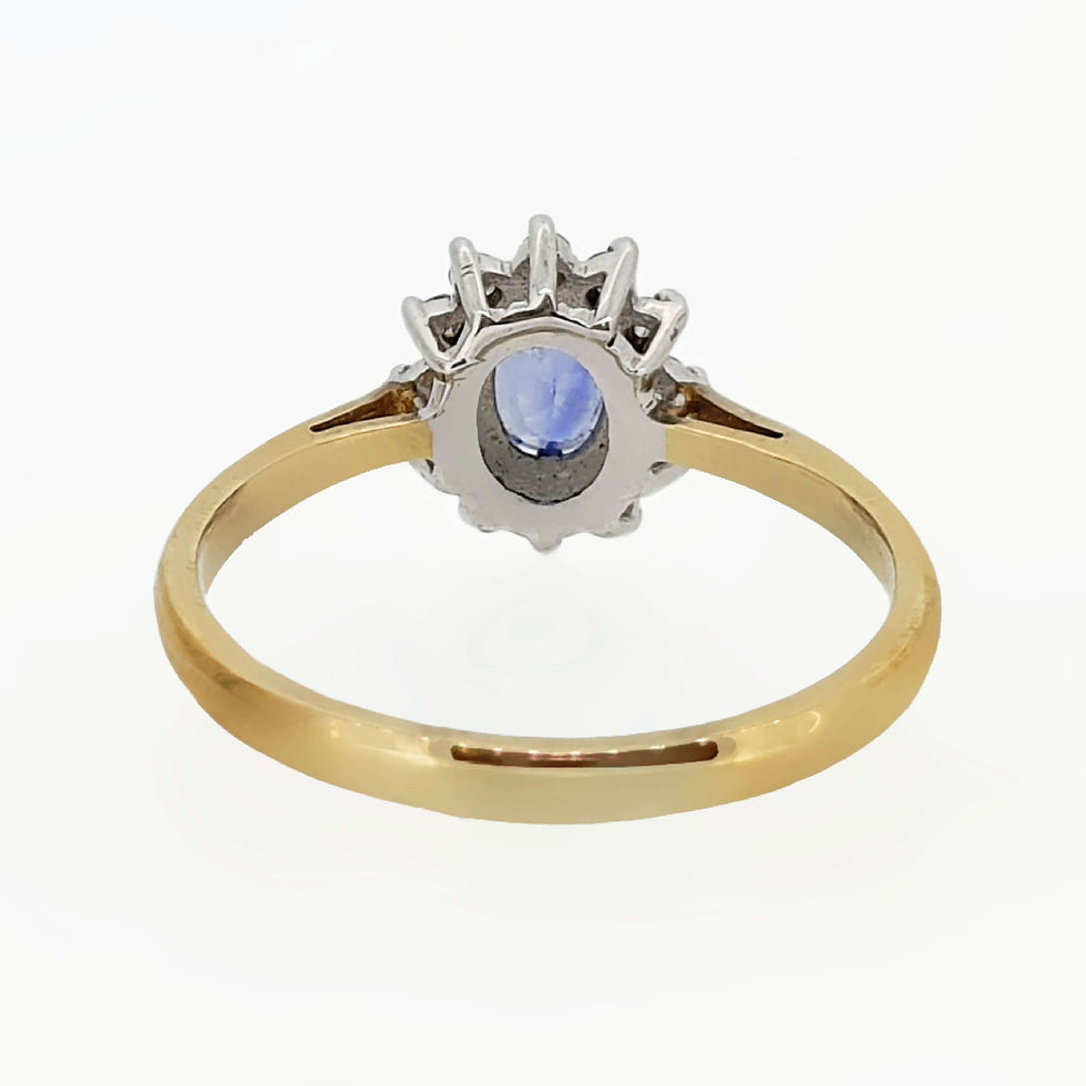 Thumbnail: Sapphire and Diamond Cluster Halo Engagement Dress Ring In 9 Carat Yellow Gold 