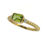 Thumbnail: 9 Carat Yellow Gold Bezel Set Horizontal Peridot and Diamond Three Stone Ring