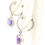 Thumbnail: 9 Carat White Gold Cushion Cut Amethyst & Diamond Halo Drop Earrings
