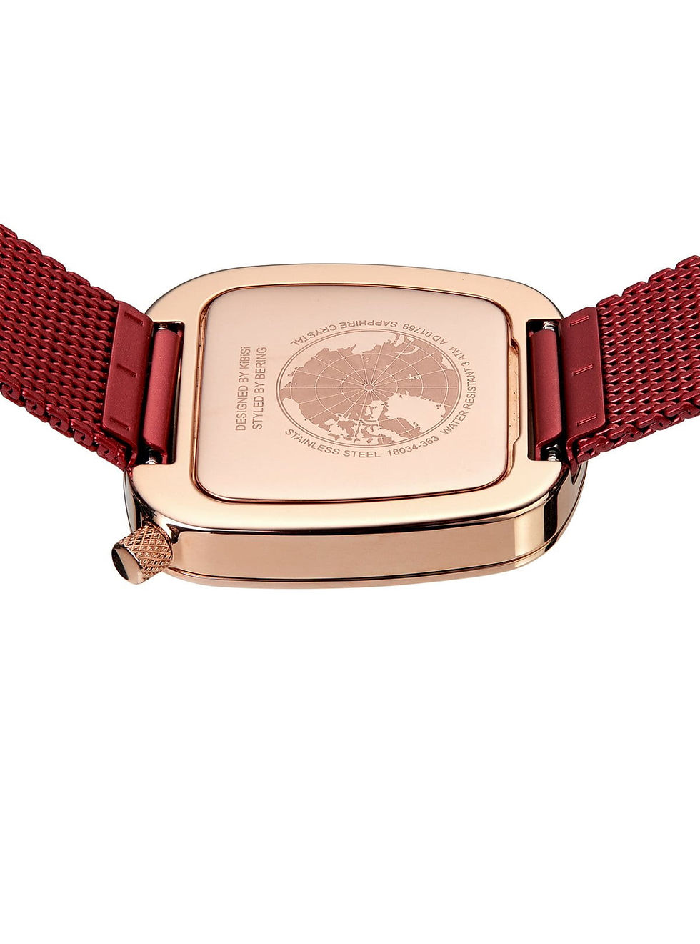 Thumbnail: Ladies BERING Red Pebble Rose Gold Watch 