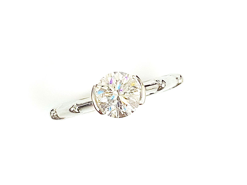 Thumbnail: 1.03ct Diamond 18 Carat White Gold Bamboo Shank Solitaire Ring