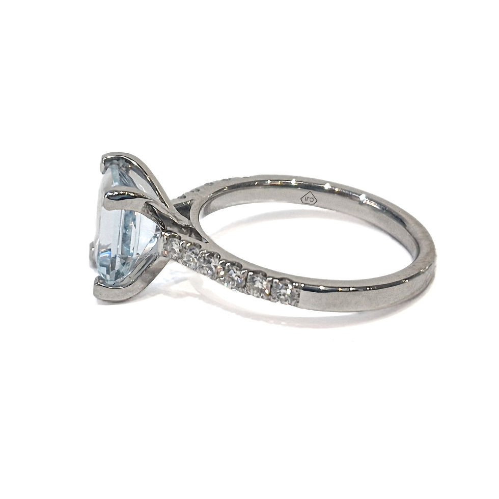 Thumbnail: Aquamarine and Diamond Shoulder Set Wed-Fit Engagement Dress Ring