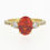 Thumbnail: 18 Carat Yellow Gold Oval Fire Opal and Diamond Engagement Dress Ring 