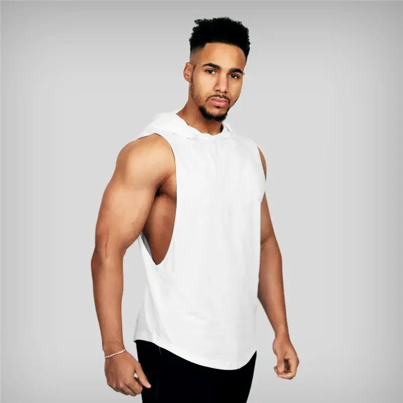 Thumbnail: New Fashion Cotton Sleeveless Shirts Gym Hooded Tank Top