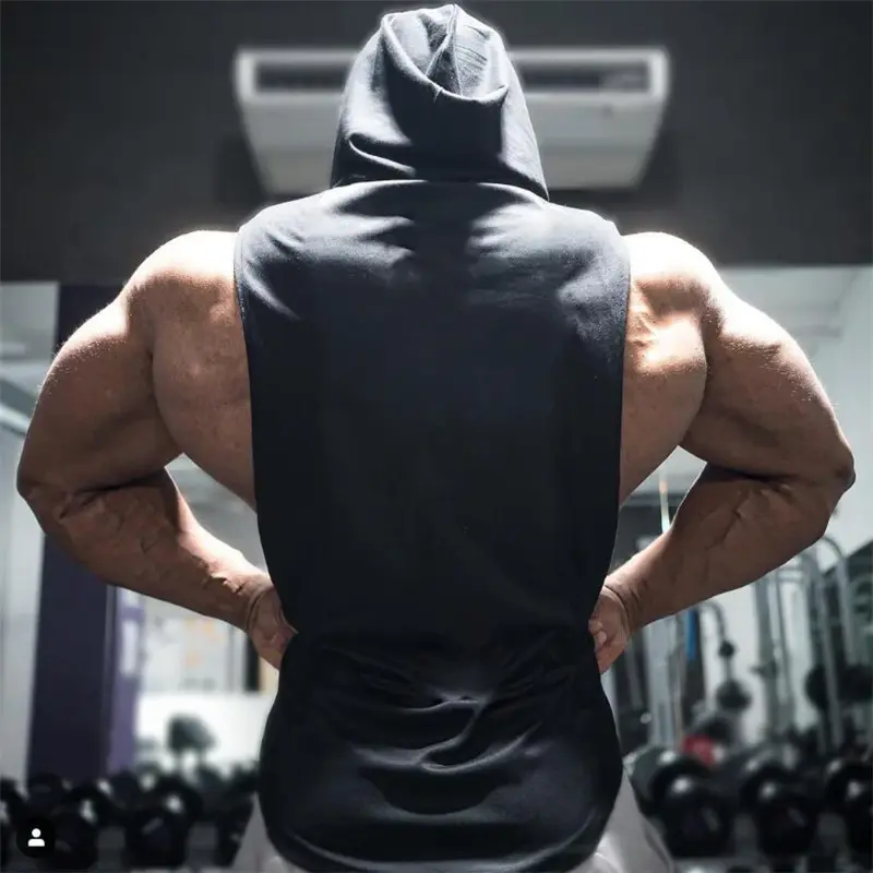Thumbnail: New Fashion Cotton Sleeveless Shirts Gym Hooded Tank Top