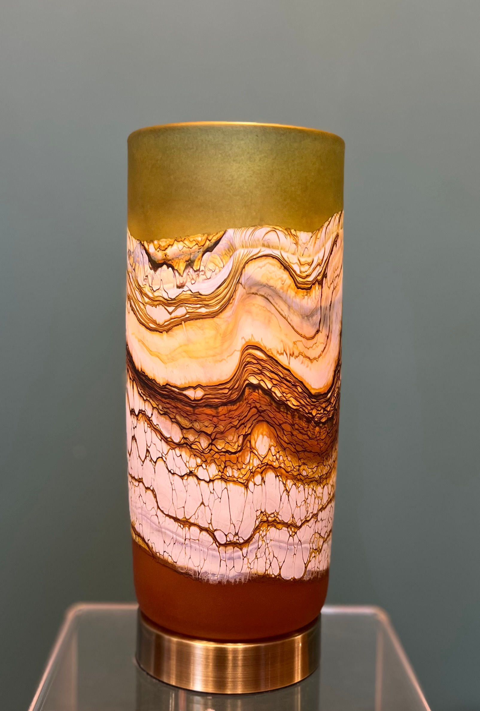 Lime and Tangerine Pillar Lamp