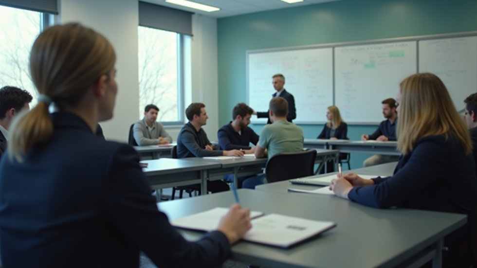 Wide angle view of a training session in a classroom setting