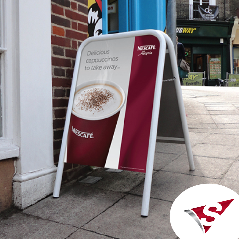 Pavement sign _White & Black Metal frame_Panel Option_Aframe _outdoor mobile signage