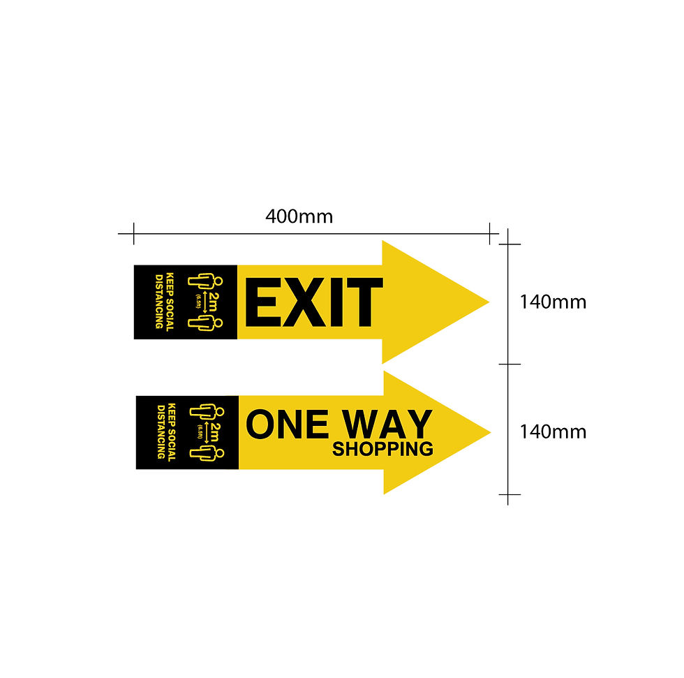 Thumbnail: Social Distancing Indoor ONE WAY + EXIT Floor Stickers, Anti Slip - 400mm