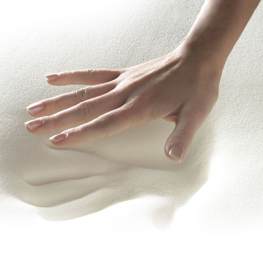 Mano che tocca il Memory Foam e la sua impronta