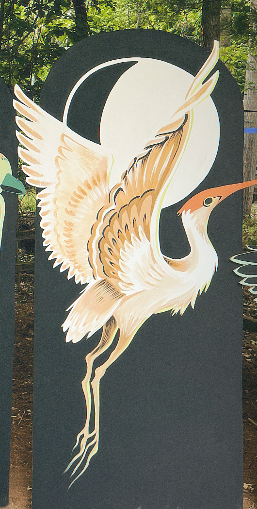 SOLD Crane Moon! Painted Carving