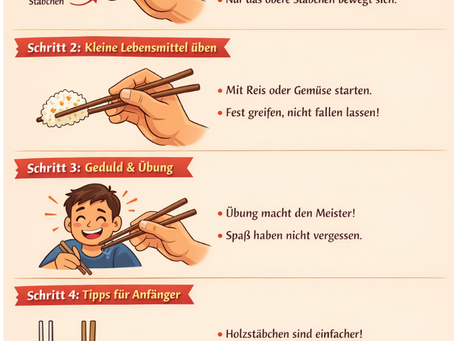 Mit Essstäbchen essen – Schritt für Schritt