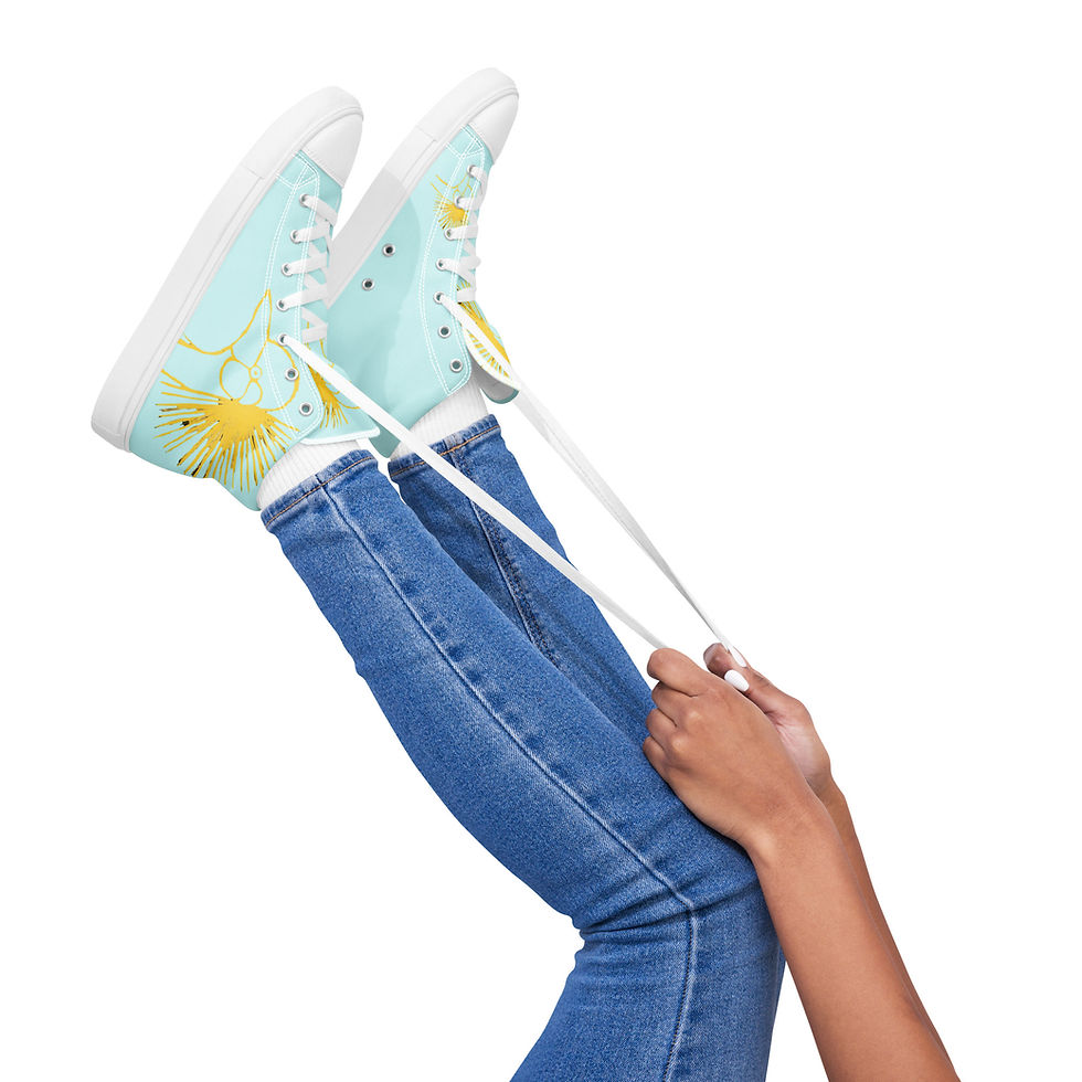 Thumbnail: "Gold Label" Light Cyan Mat Women’s high top canvas shoes