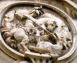 Pizzo, particolare rilievo della chiesa di San Giorgio