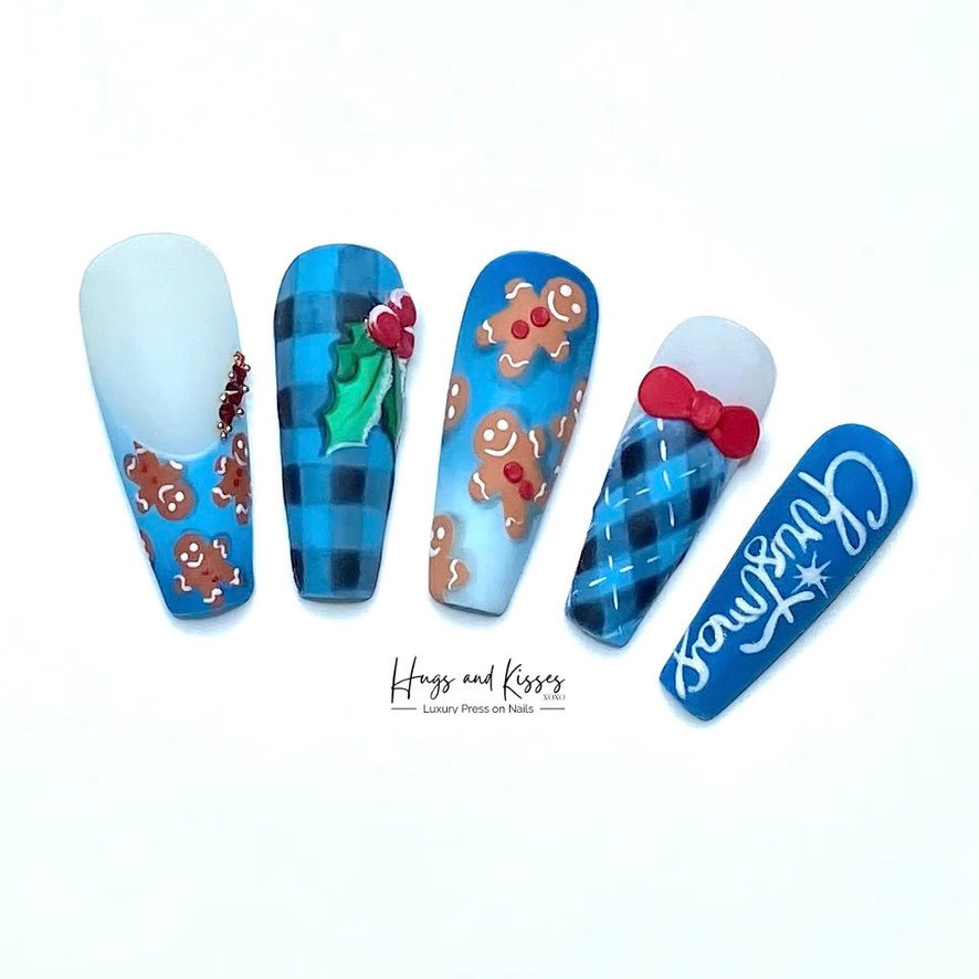 Thumbnail: Gingerbread Ombre (5 as seen & 5 blue nails are included)