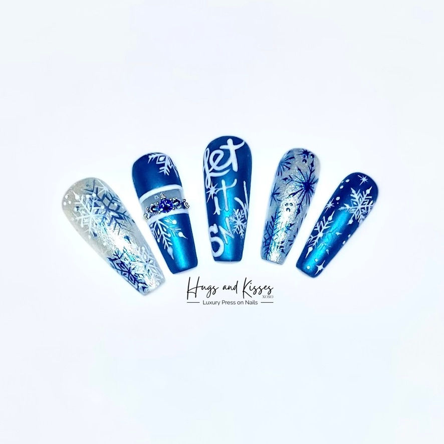 Thumbnail: Let it Snow (5 as seen & 5 blue nails are included)