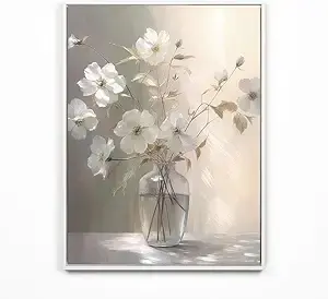 daktenn Framed Canvas Wall Art Floral Picture Wall Decor for Bathroom Wall Art B