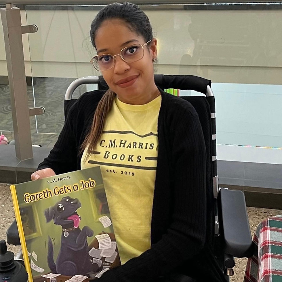 award winning author C.M. Harris, Charcot Marie Tooth Disease Advocate