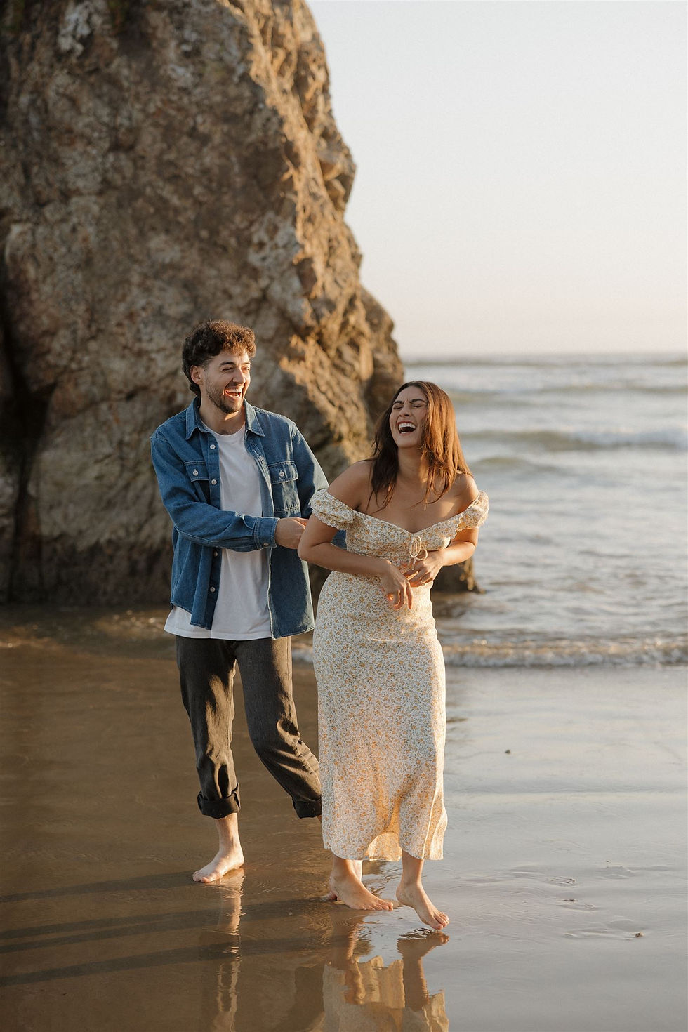 Playful engagement shoot on Pismo Beach by MacKenzie Rana Photography