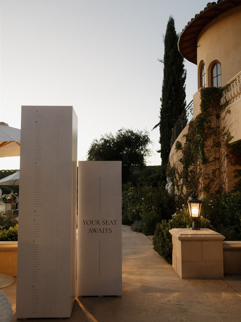Seating chart at elegant at Villa San Juliette in Paso Robles