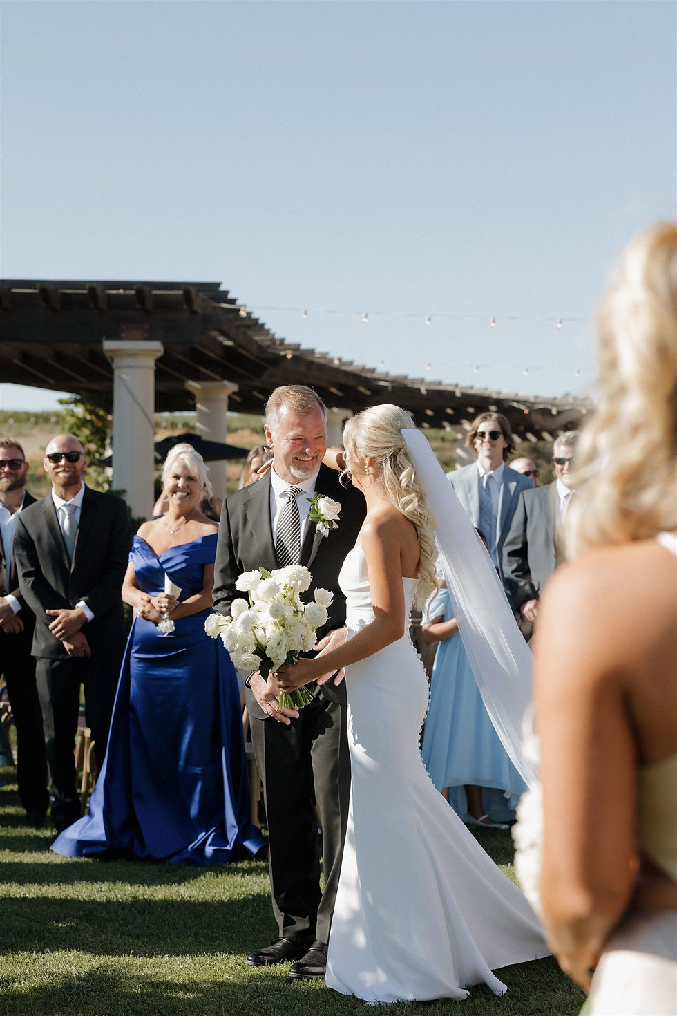 Candid Moment of Bride with Father during at Villa San Juliette Wedding in Paso Robles