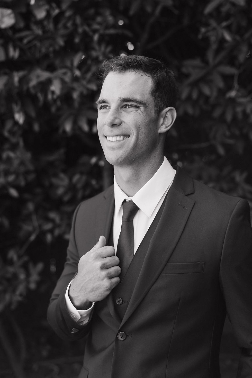 Classic Black and white groom portrait during Glen Annie Golf Course Wedding by Santa Barbara Photographer Mackenzie Rana