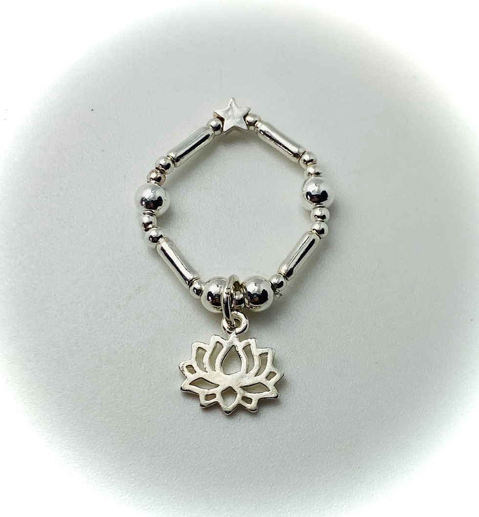 Silver Open Lotus Flower Bamboo Ring