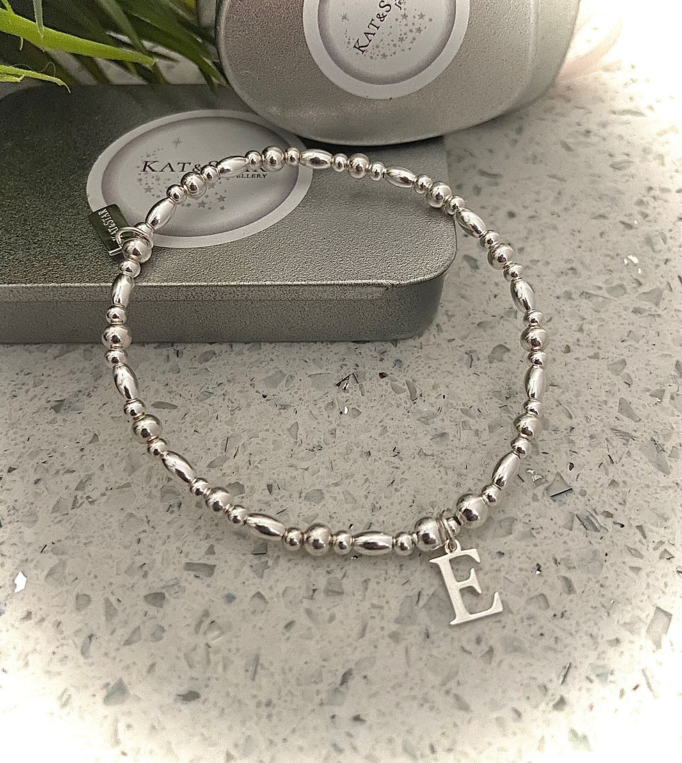 925 Sterling Silver cute initial Jasmine bracelet