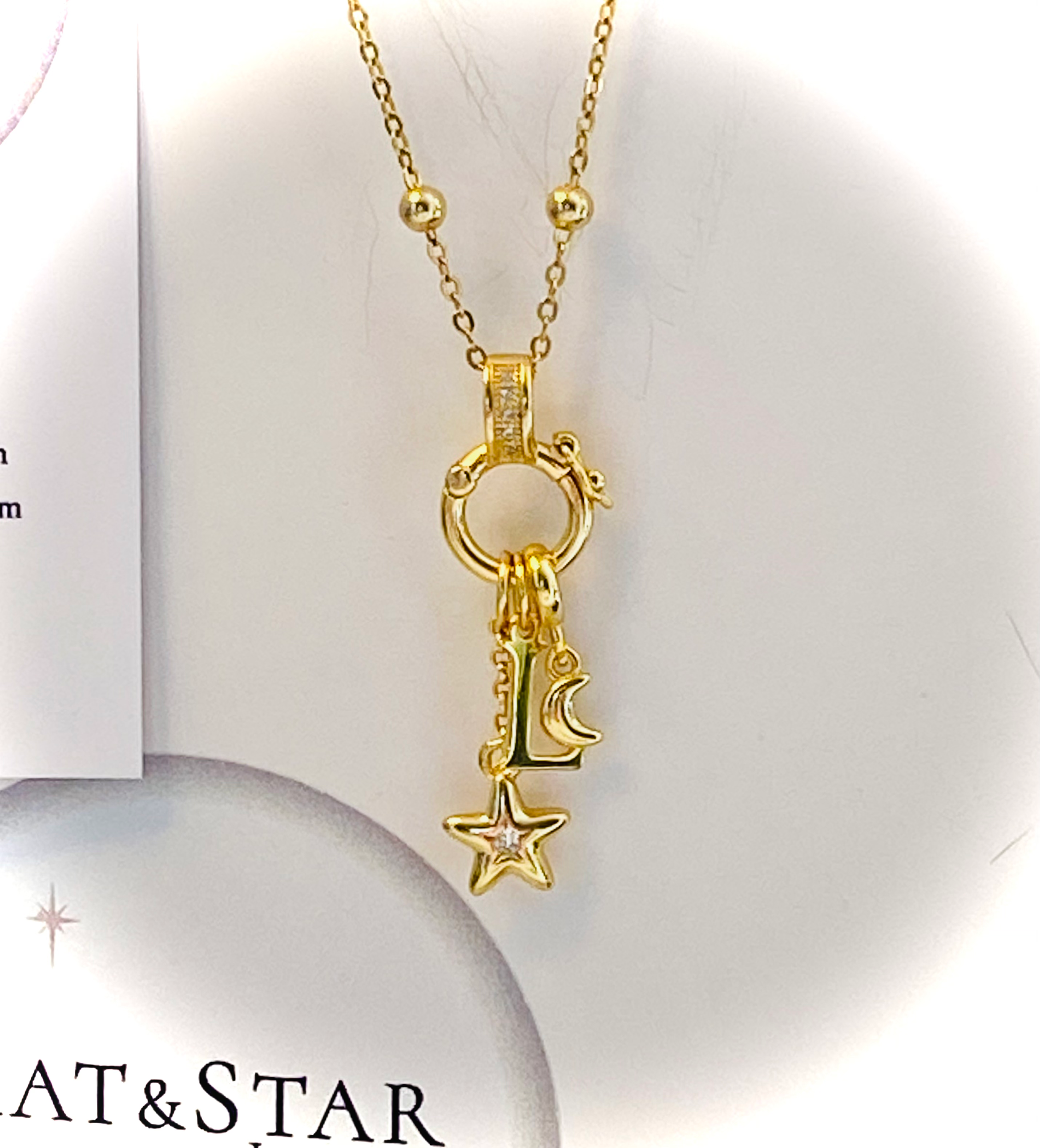 Kat & Star Jewellery Personalised moon and star bobble necklace