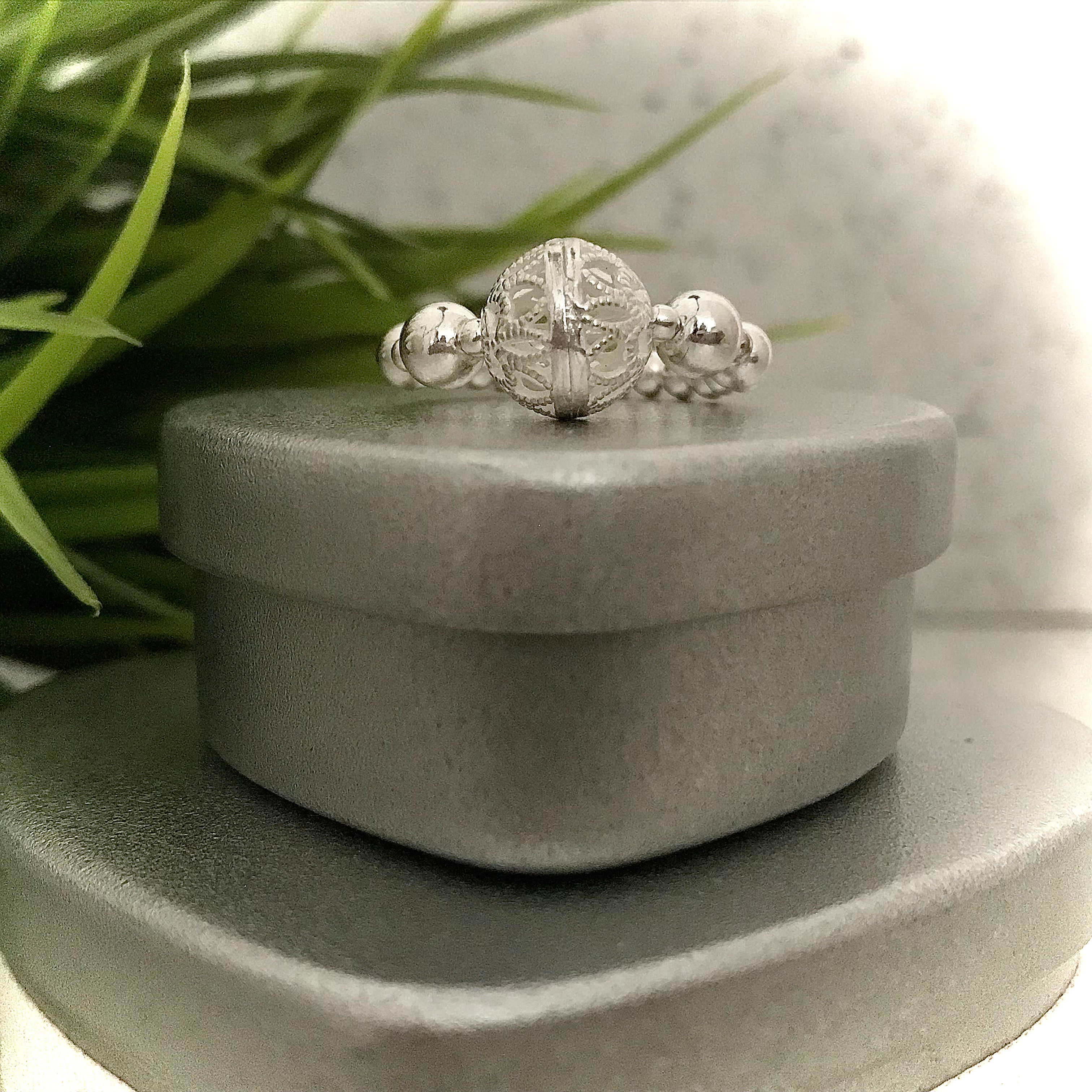 925 Sterling Silver Filigree Mandala Ring