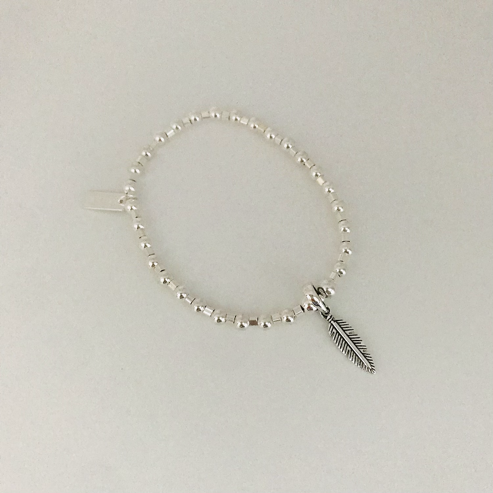 Thumbnail: 925 Sterling Silver Feather cubist Bracelet
