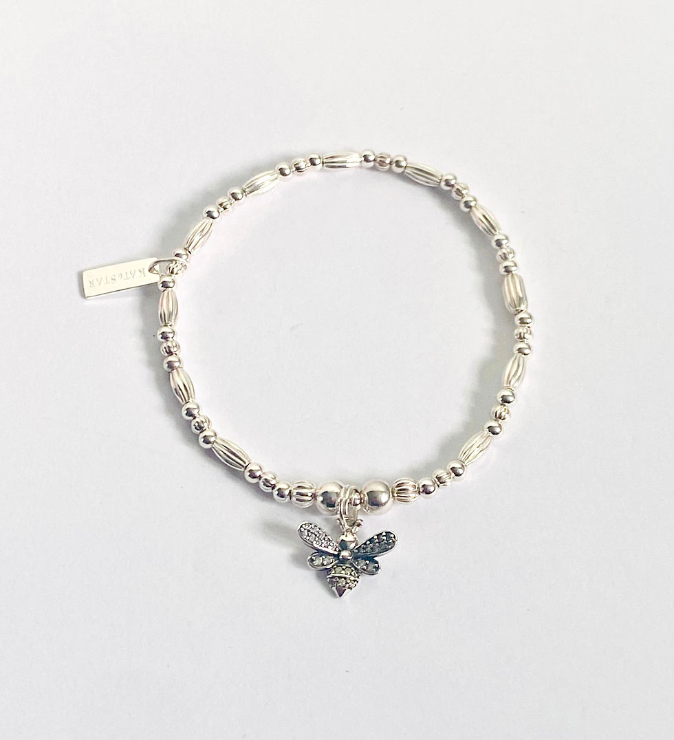 Thumbnail: Silver Sparkling Bee Ridged Willow Bracelet