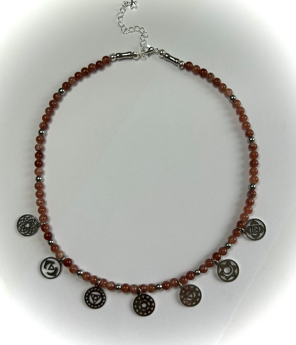 Handmade Sunstone Necklace with Chakra Charms