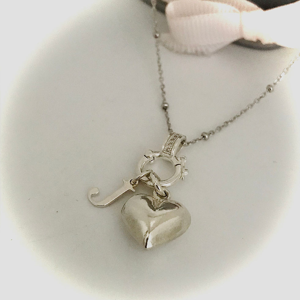 Thumbnail: Sterling silver Personalised Puffed Heart & initial Charm Necklace