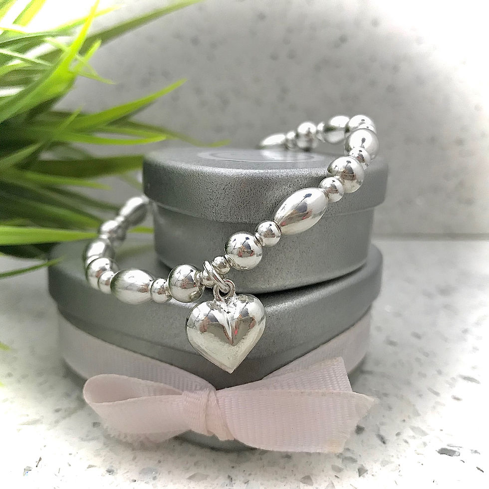 925 Sterling Silver Large Heart Jasmine Maxi Bracelet