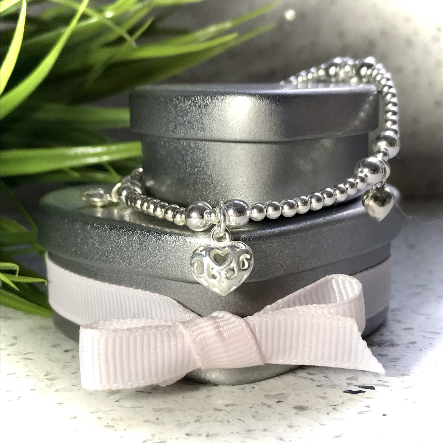 Silver Open Multi Heart Bracelet