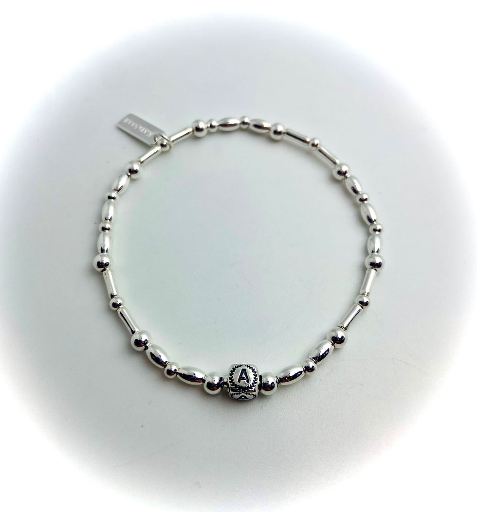 925 Sterling Silver Personalised Initial / Name Bamrice Bracelet