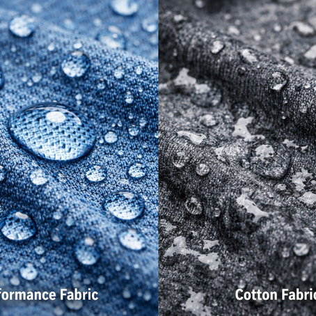 Comparison of heavy, water-logged 100% cotton fabric versus lightweight, breathable performance moisture-wicking fabric for sports uniforms.
