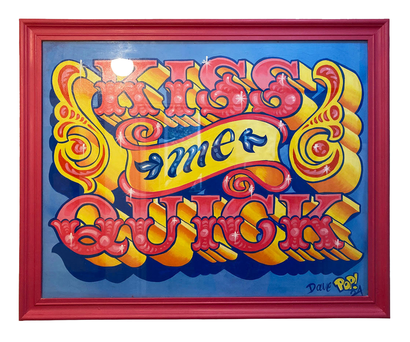 Kiss Me Quick, framed original by Dave Pop