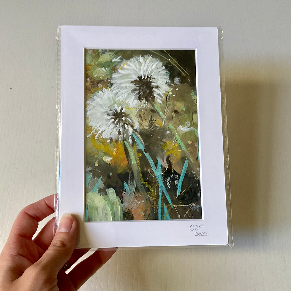 Thumbnail: “Dandelion Portrait” Floral Collage Painting