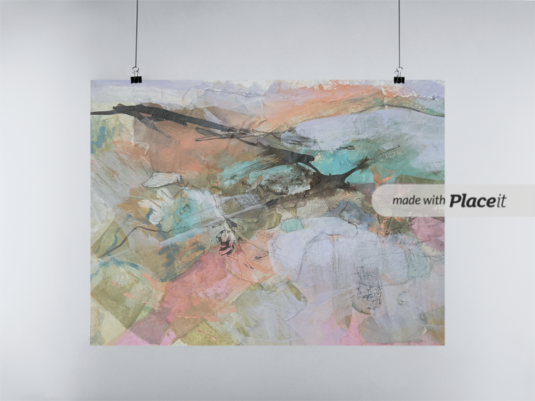 Thumbnail: "Soft Shapes" Original Mounted Welsh Landscape Painting on Paper