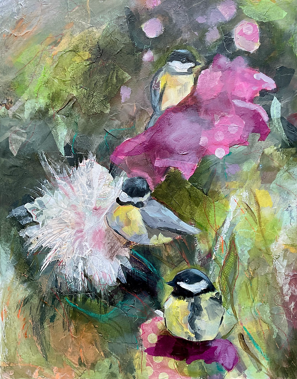 Thumbnail: Bird Collage Painting for Sale