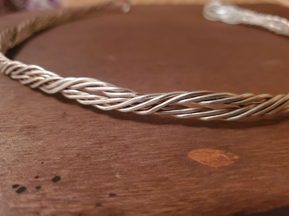 Thumbnail: 99.99% Fine Silver Double Helix Tensor Torc Choker Necklace