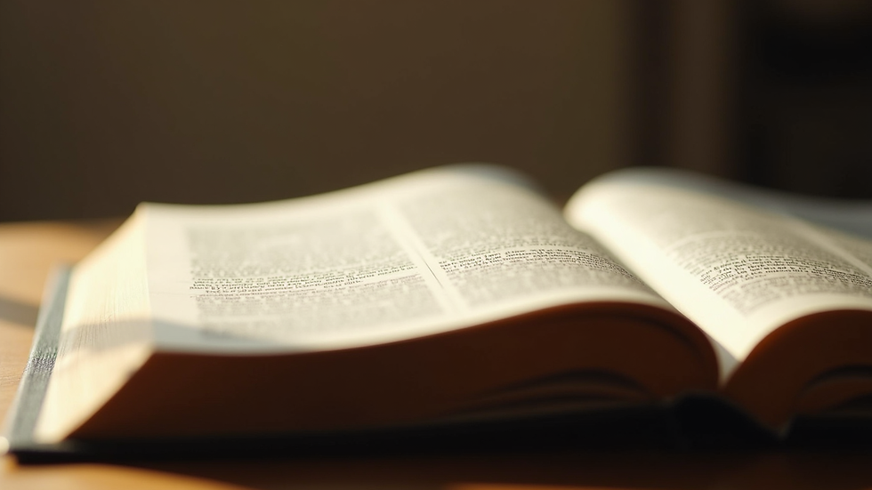 Close-up view of an open Bible with soft natural light