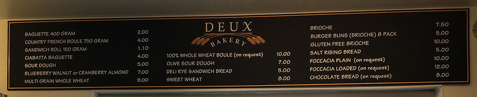 deux bakery menu board