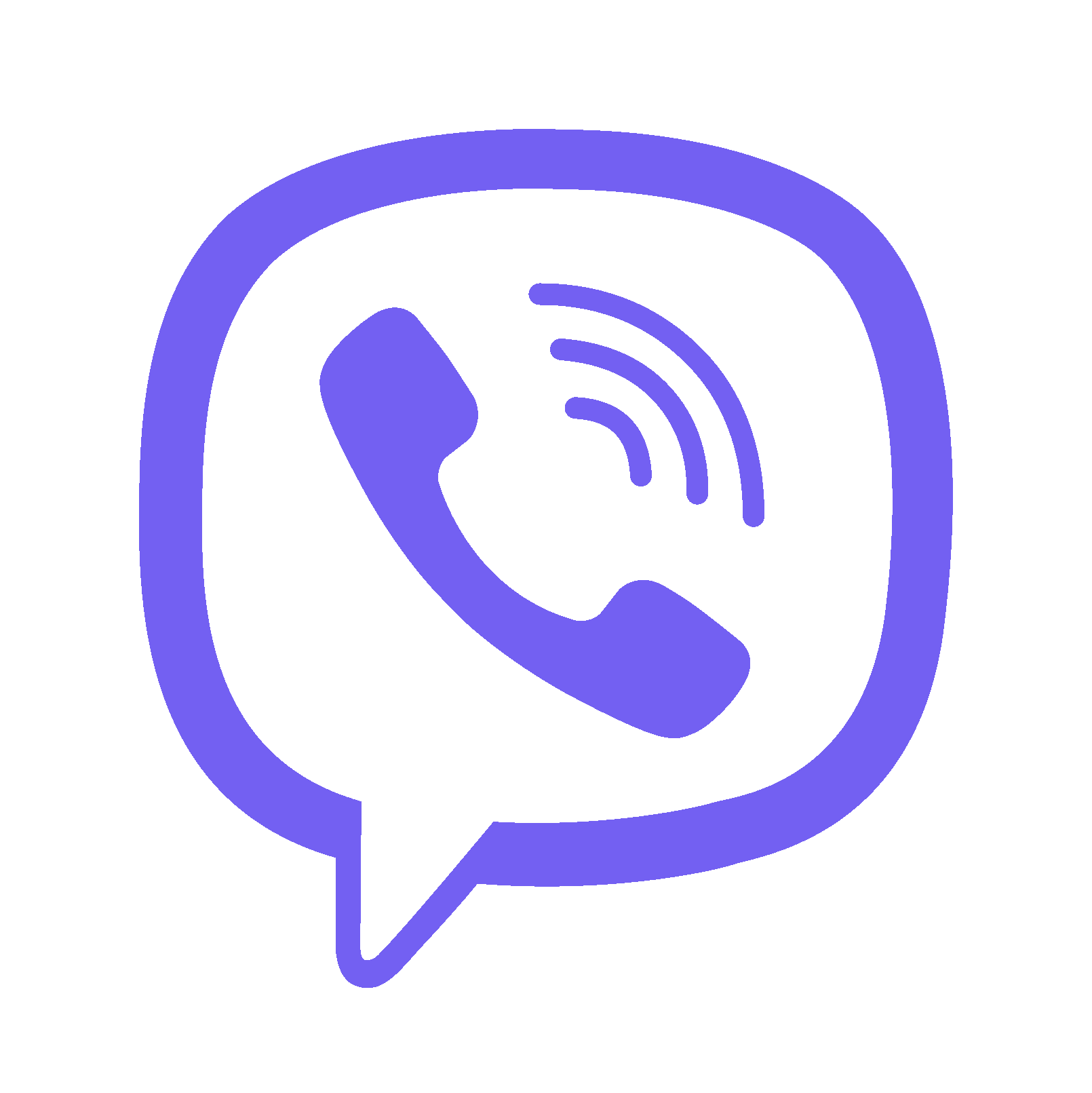 символ компанії Viber у вигляді хмаринку повідомлення з трубкою синього кольору 