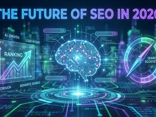 Gráfico futurista sobre el futuro del SEO y motores de respuesta en 2026.