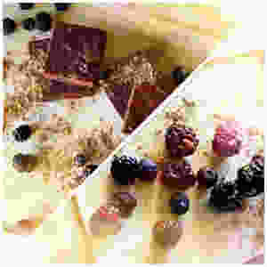 Raw dark chocolate mixed with bittersweet blackberries and blueberries enriched with sweet California dates