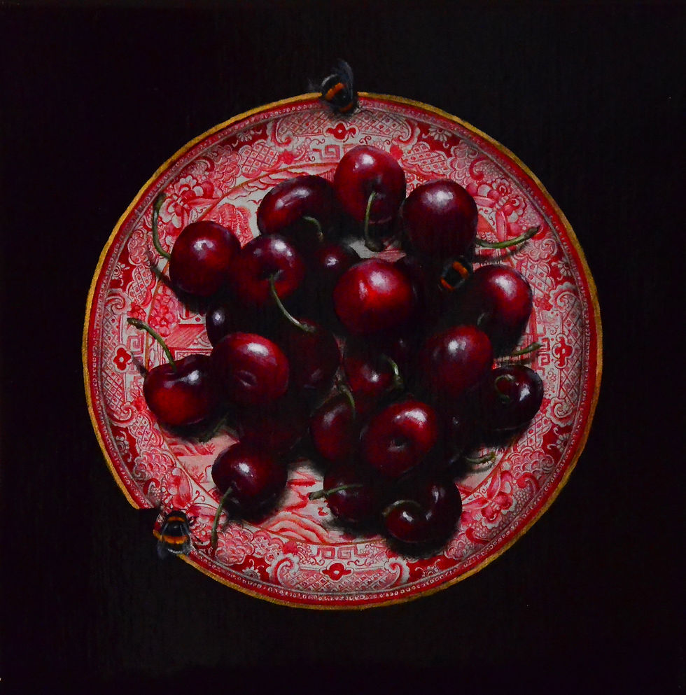 SOLD Rich red cherries 10 inches x 10 in