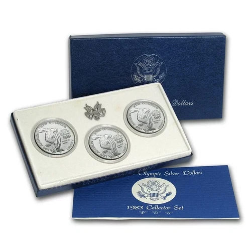1983 Olympic Collector 3-Coin Uncirculated Silver Dollar Set